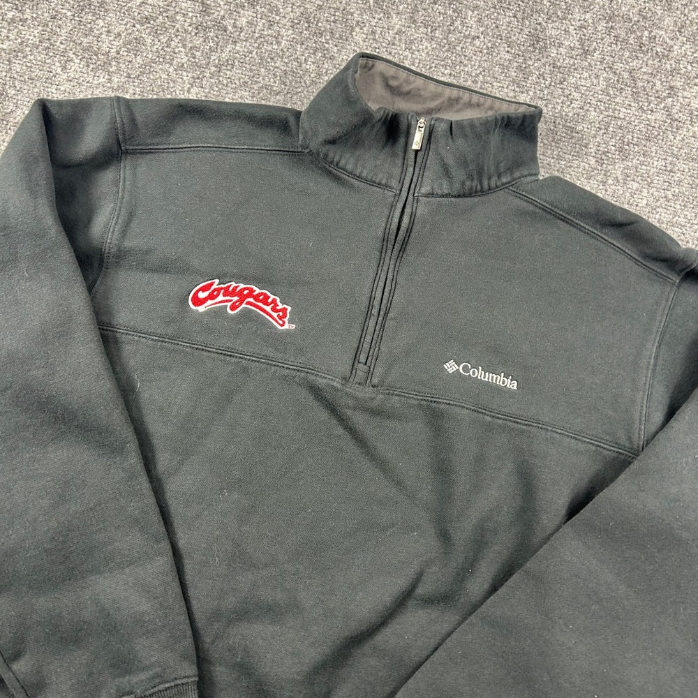 Columbia Quarter Zip Sweatshirt Womens Medium Black Cougars Logo Pullover Fleece